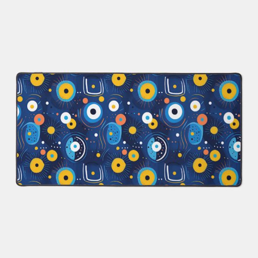 Modern BOHO Evil Eye Patroon Blauw Bureaumat (Voorkant)