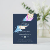 Modern Boho Feather Colorful Budget Wedding Invite (Staand voorkant)