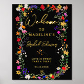 Modern boho felle wilde bloemen welkom folie afdrukken (Voorkant)