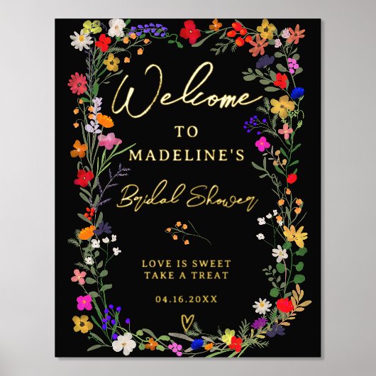 Modern boho felle wilde bloemen welkom folie afdrukken (Voorkant)