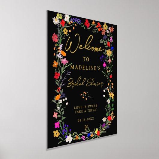 Modern boho felle wilde bloemen welkom folie afdrukken (Laagn)