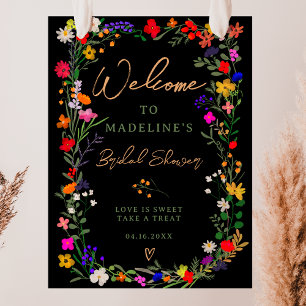 Modern boho felle wilde bloemen welkom poster