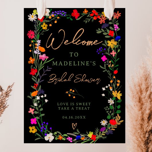 Modern boho felle wilde bloemen welkom poster
