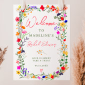 Modern boho felle wilde bloemen welkom poster