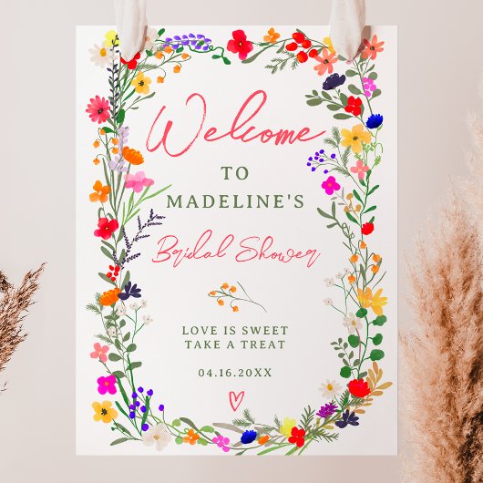 Modern boho felle wilde bloemen welkom poster