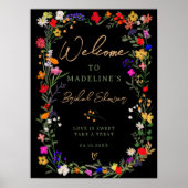 Modern boho felle wilde bloemen welkom poster (Voorkant)