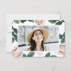 Modern Boho Floral Afstuderen Foto Universiteit Bedankkaart