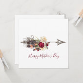 Modern Boho Floral Arrow Moederdag Kaart (Voorkant / Achterkant in situ)