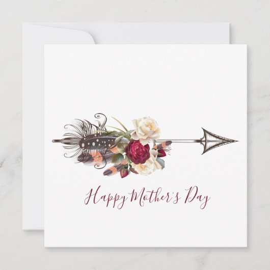Modern Boho Floral Arrow Moederdag Kaart (Voorkant)