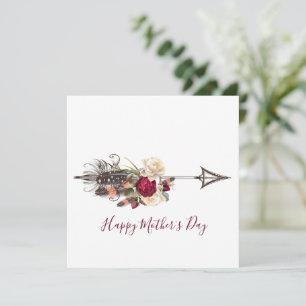 Modern Boho Floral Arrow Moederdag Kaart