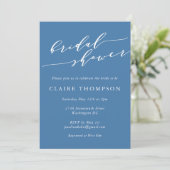 Modern Boho Floral Art Blue Script Vrijgezellenfee Kaart (Staand voorkant)