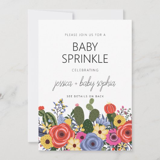 Modern Boho Floral Baby Sprinkle Uitnodiging (Voorkant)
