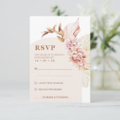 Modern Boho Floral Blush Arch Wedding RSVP Kaart (Staand voorkant)
