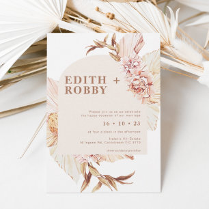 Modern Boho Floral Blush Arch Wedding Uitnodiging