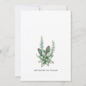 Modern Boho Floral Botanical Succulent Greenery Save The Date (Achterkant)