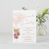 Modern Boho Floral Brunch Bubble Vrijgezellenfeest Kaart (Staand voorkant)