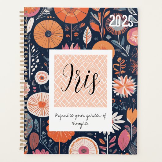Modern Boho Floral Design in Navy en Peach Planner (Voorkant)
