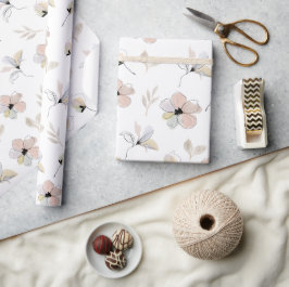Modern Boho Floral Design Wrapping papier