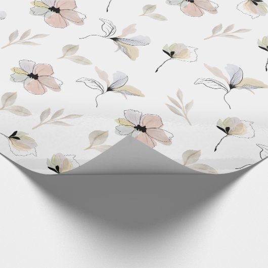 Modern Boho Floral Design Wrapping papier (Hoek)