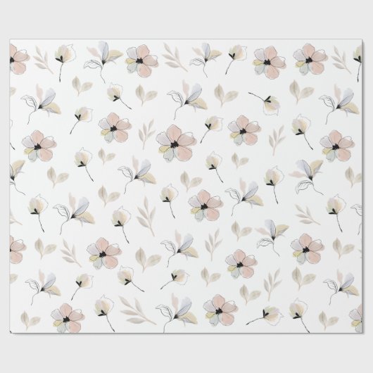 Modern Boho Floral Design Wrapping papier (Vlak)