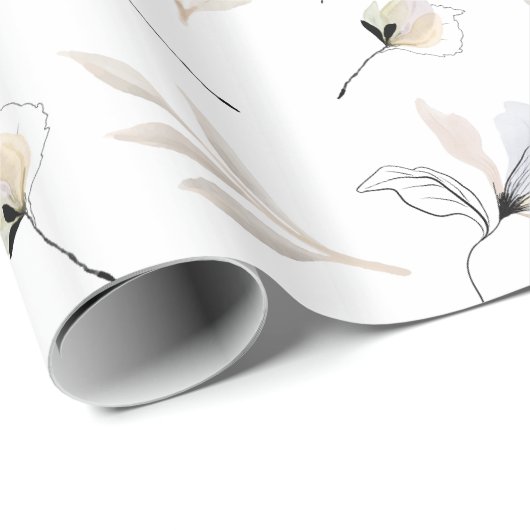 Modern Boho Floral Design Wrapping papier (Rol Hoek)