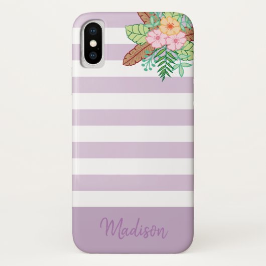 Modern Boho Floral en Stripes Case-Mate iPhone Case (Achterkant)