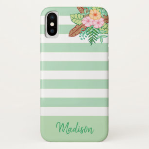 Modern Boho Floral en Stripes Case-Mate iPhone Case