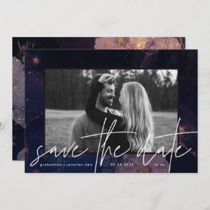 Modern Boho Floral Fantasy Dark Herfst Paars Save The Date