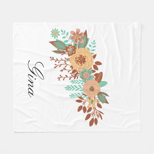 Modern Boho Floral Fleece Deken (Voorkant (Horizontaal))