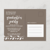 Modern Boho Floral Foto Afstuderen Uitnodiging Briefkaart (Achterkant)