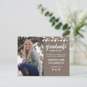 Modern Boho Floral Foto Afstuderen Uitnodiging Briefkaart (Staand voorkant)