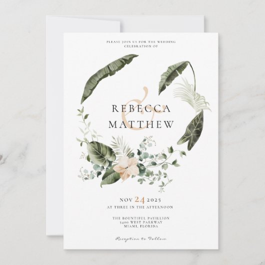Modern Boho Floral Greenery Wedding Afbeelding Kaart (Voorkant)