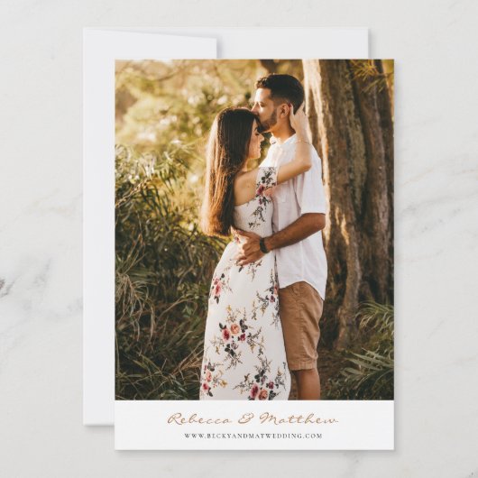 Modern Boho Floral Greenery Wedding Afbeelding Kaart (Achterkant)