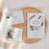 Modern Boho Floral Greenery Wedding Afbeelding Kaart