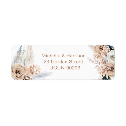 Modern Boho Floral Herfst Return Address Wedding Etiket (Voorkant)