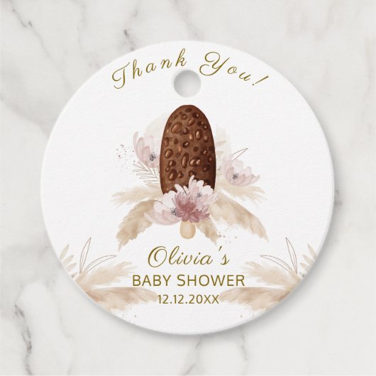 Modern Boho Floral Ice Cream Popcicle Baby shower Bedankjes Labels (Voorkant)