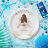 Modern Boho Floral Ice Cream Popcicle Baby shower Papieren Bordje (Feest)
