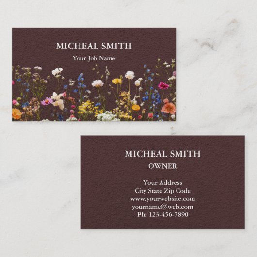 Modern Boho Floral Kraft  Visitekaartje (Voorkant / Achterkant)