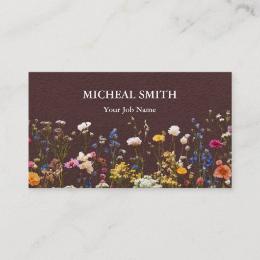 Modern Boho Floral Kraft  Visitekaartje (Voorkant)