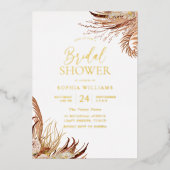 Modern Boho Floral Leaf Bohemian Vrijgezellenfeest Folie Uitnodiging (Voorkant)