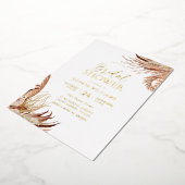 Modern Boho Floral Leaf Bohemian Vrijgezellenfeest Folie Uitnodiging (Gedraaid)