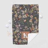 Modern Boho Floral Monogram Name Golfhanddoek (Insitu)