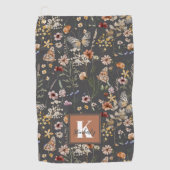 Modern Boho Floral Monogram Name Golfhanddoek (Voorkant)
