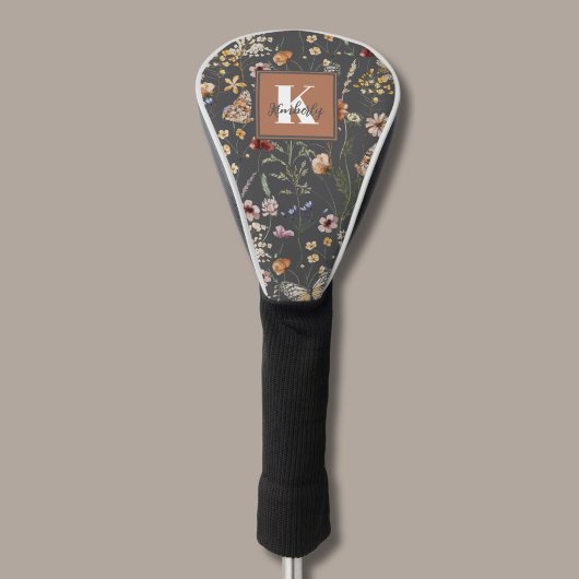 Modern Boho Floral Monogram Name Golfheadcover