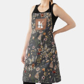 Modern Boho Floral Monogram Name Schort (Insitu)