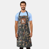 Modern Boho Floral Monogram Name Schort (Gedragen)