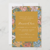 Modern Boho Floral Mustard Yellow Couples Shower Kaart (Voorkant)