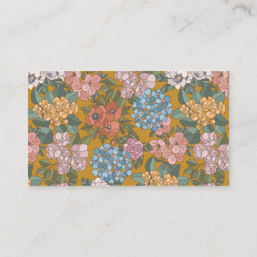 Modern Boho Floral Mustard Yellow Wedding Website Informatiekaartje (Achterkant)