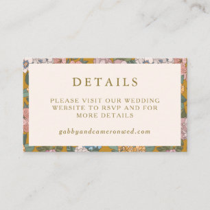 Modern Boho Floral Mustard Yellow Wedding Website Informatiekaartje