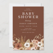 Modern Boho Floral Neutral Baby Shower Kaart (Voorkant)